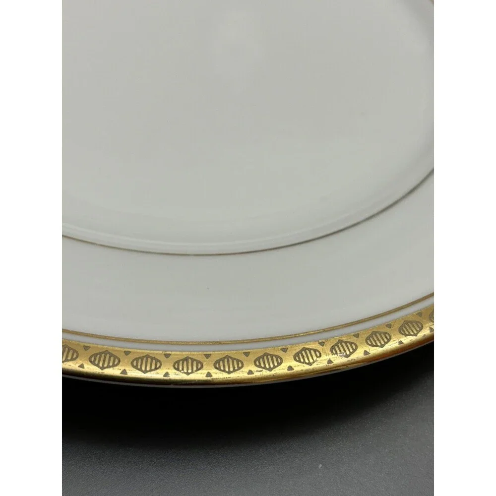 Lot Of 2 NORITAKE RICHMOND SALAD PLATES WHITE GOLD WITH EDGE 8 1/4